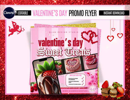 Instagram Promo Flyer 2 Editable Canva Template, Valentines Day