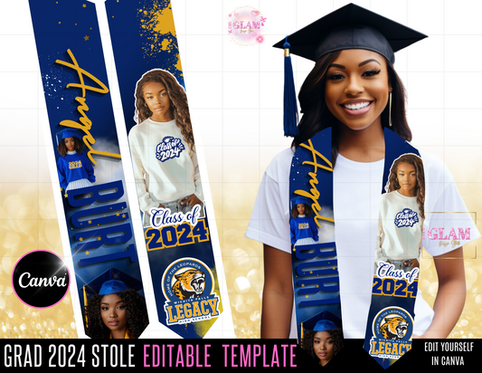 2024 Graduation Stole Editable Template Bundle Digital File