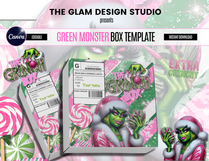 (Digital Product) Girl Baddie Green Monster Box Template