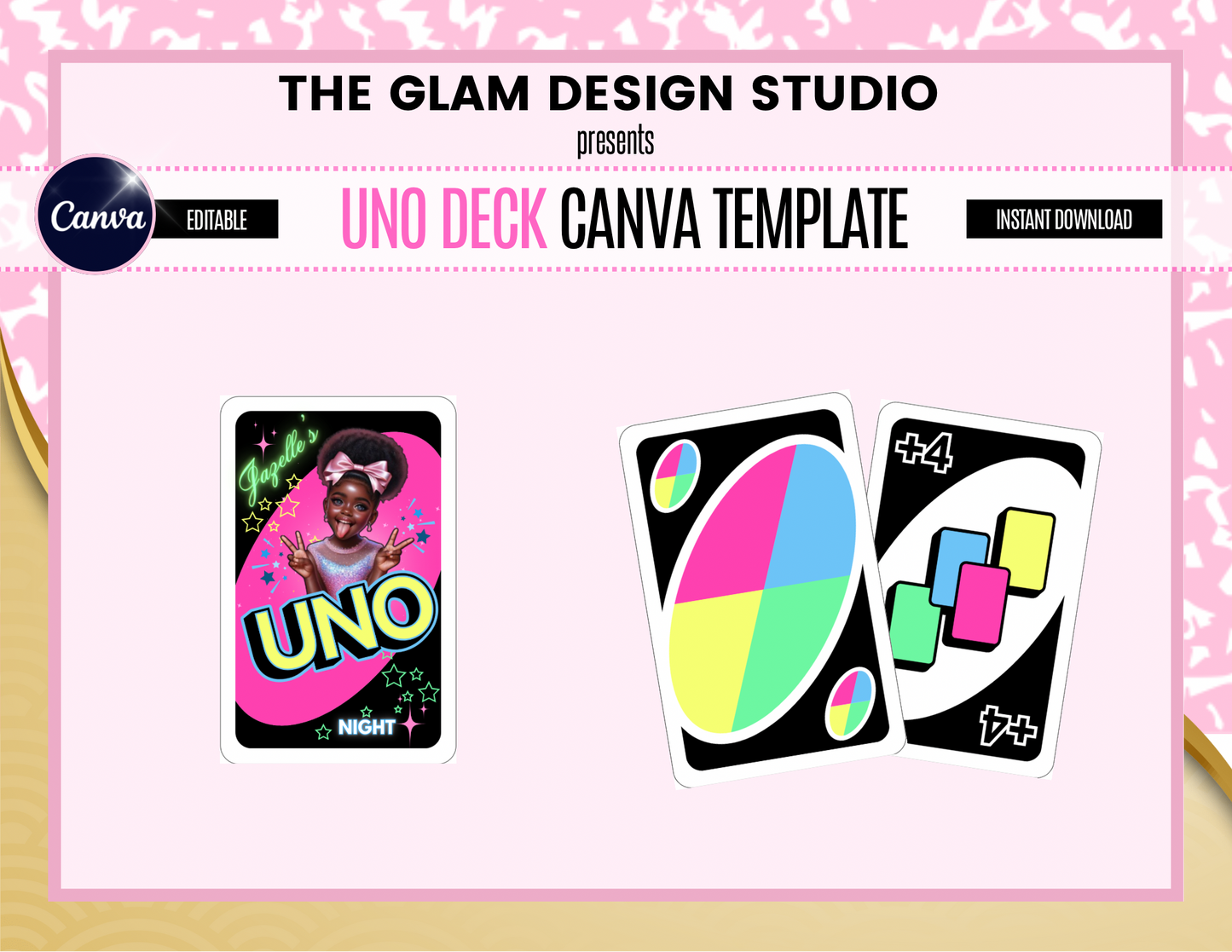 Uno Deck Digital, Canva Editable Templates, 55 Card Templates Included