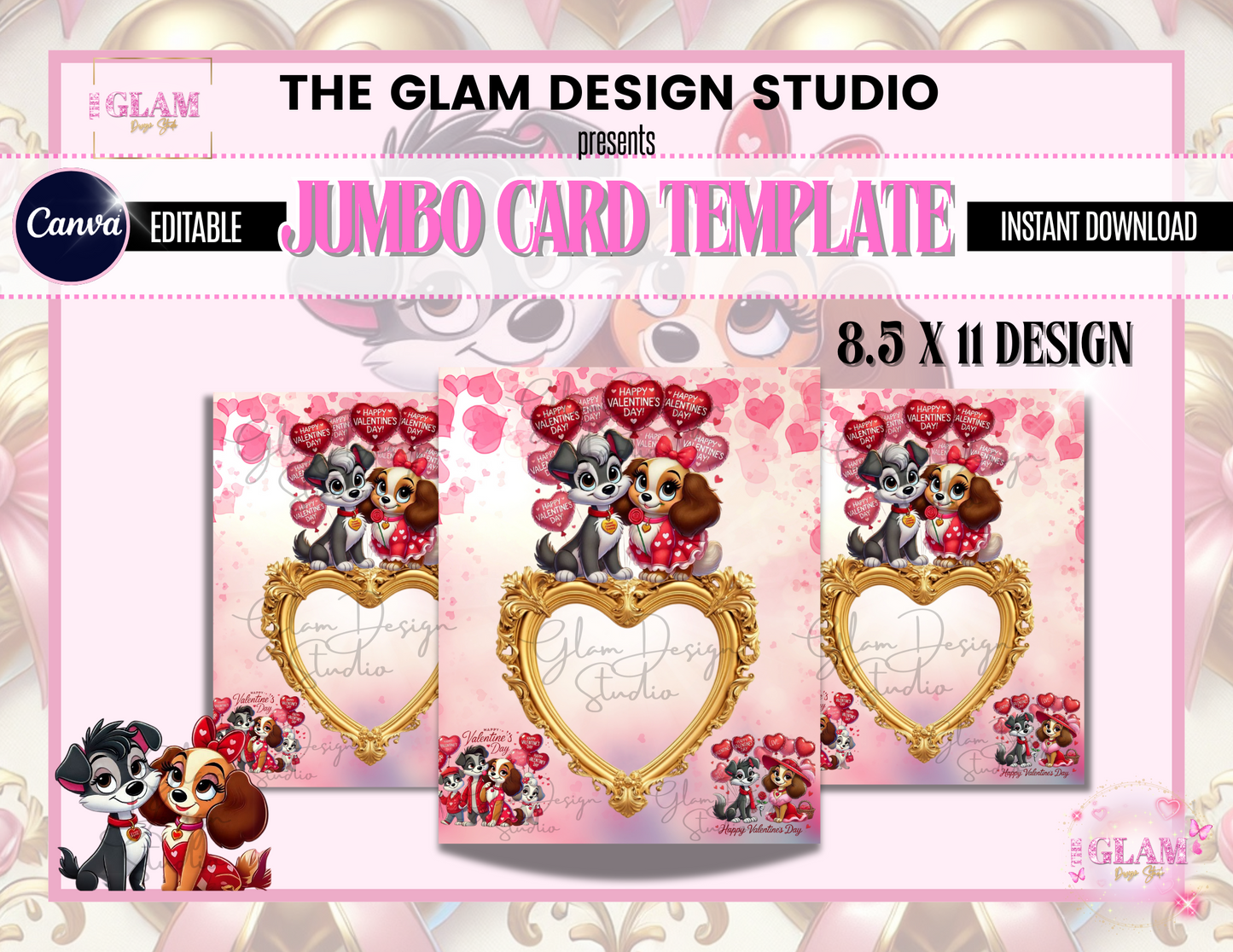 Jumbo Valentine Card Editable Template(Canva Pro)