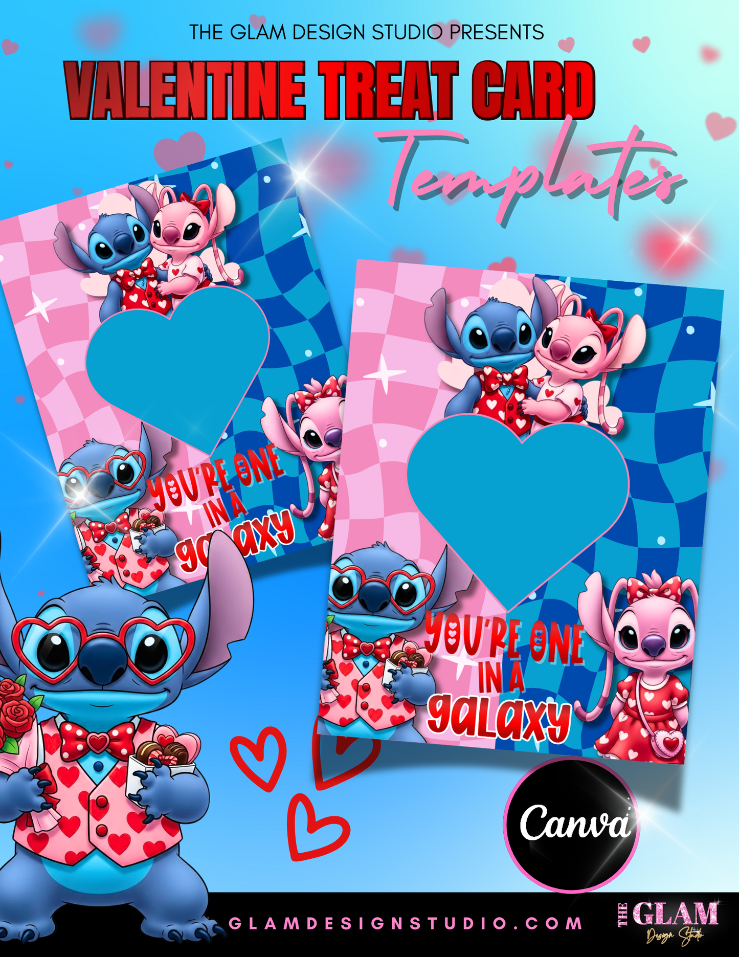 Luxe Valentine Treat Card Template Bundle | Canva Editable Heart Candy Box Holder Cards | Instant Download