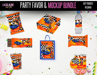 Character Party Favors Race Car Theme Party Digital Product, Canva Editable Templates, Canva Pro