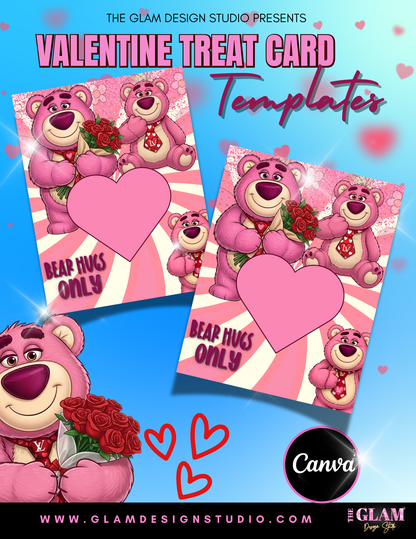 Luxe Valentine Treat Card Template Bundle | Canva Editable Heart Candy Box Holder Cards | Instant Download