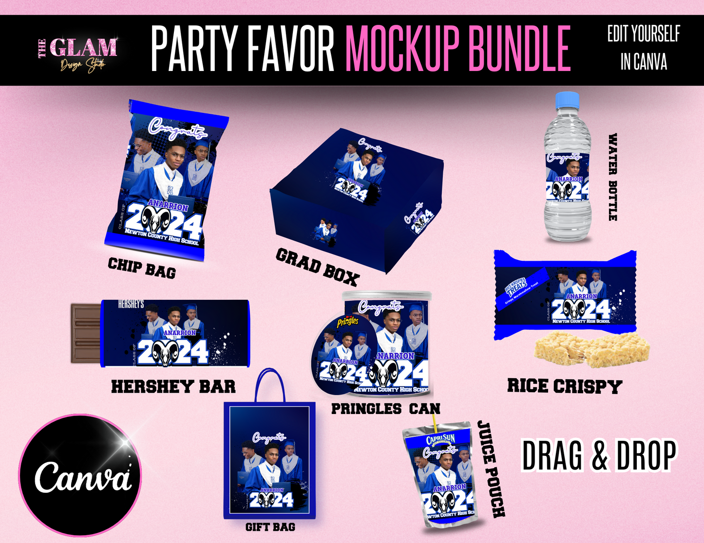 2024 Graduation Party Favor Editable Template Bundle Digital File