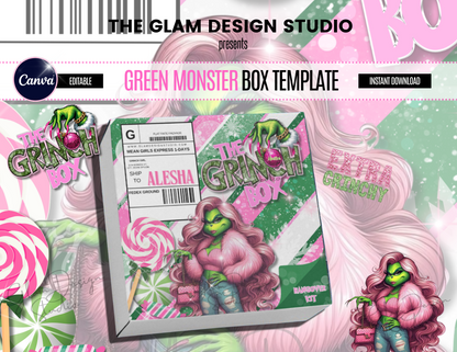 (Digital Product) Girl Baddie Green Monster Box Template