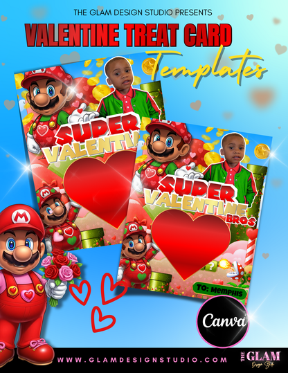 Luxe Valentine Treat Card Template Bundle | Canva Editable Heart Candy Box Holder Cards | Instant Download