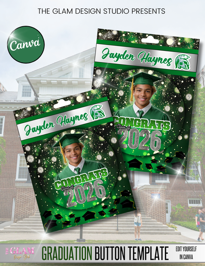 Oversized Graduation Button Template Bundle 2026 Canva Editable Senior Photo Buttons Red Blue Green Grad Designs Digital Download