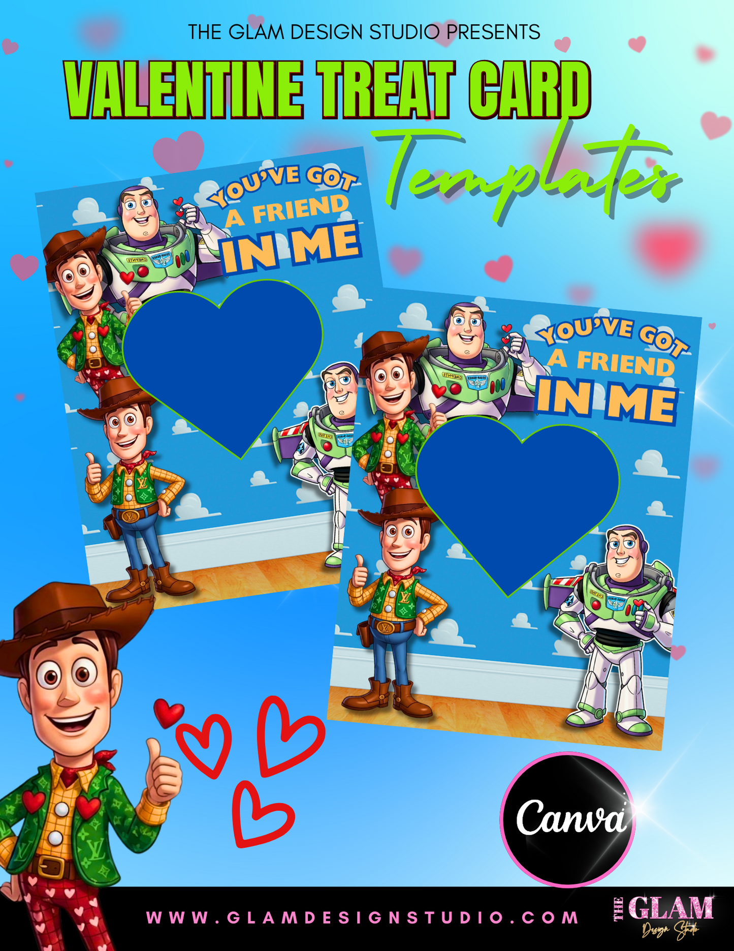 Luxe Valentine Treat Card Template Bundle | Canva Editable Heart Candy Box Holder Cards | Instant Download