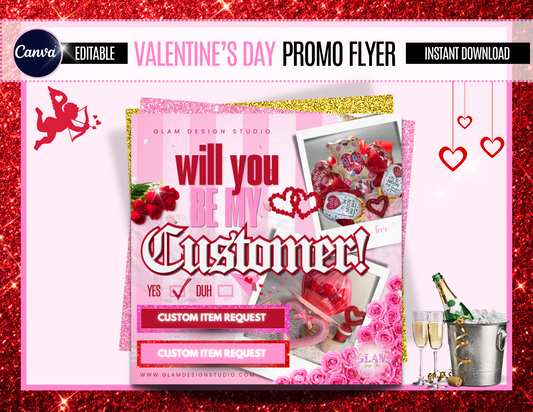 Instagram Promo Flyer 1 Editable Canva Template, Valentines Day