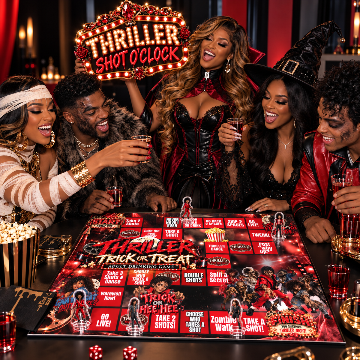 Thriller Halloween Adult Drinking Game Kit | Editable Canva Template Kit