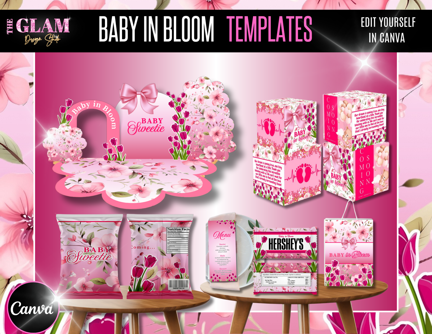 Ultimate Bundle of Joy (PLR) – 13 Canva-Editable Baby Shower + Gender Reveal Template Sets