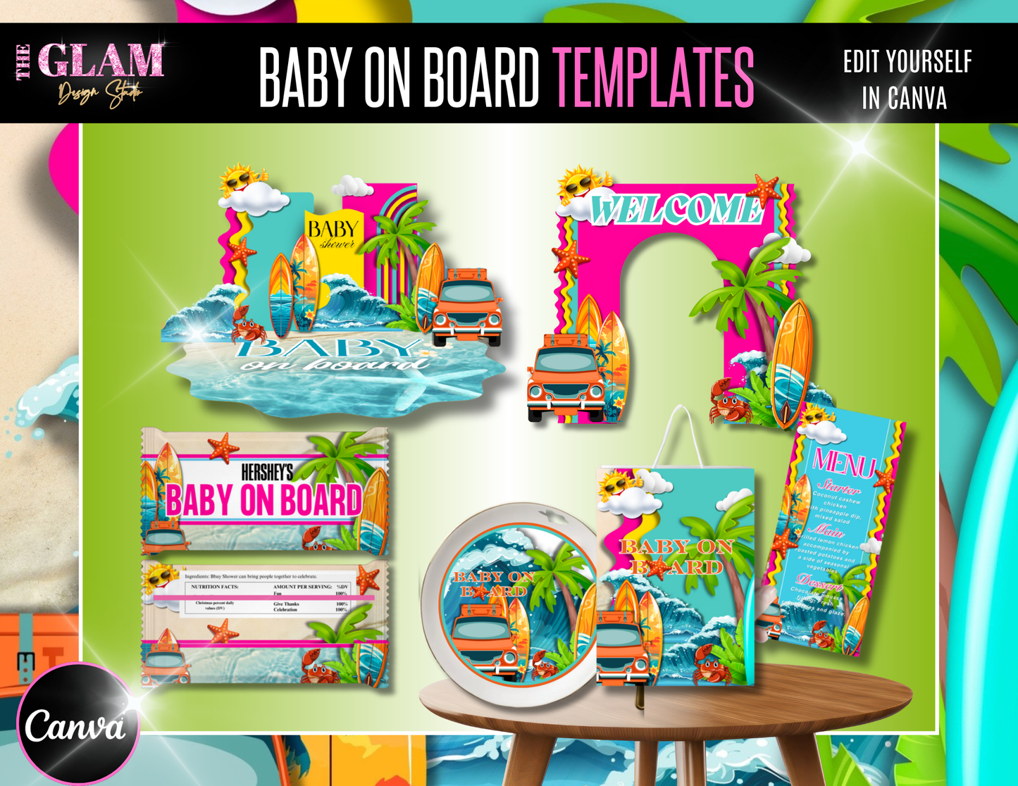 Ultimate Bundle of Joy (PLR) – 13 Canva-Editable Baby Shower + Gender Reveal Template Sets