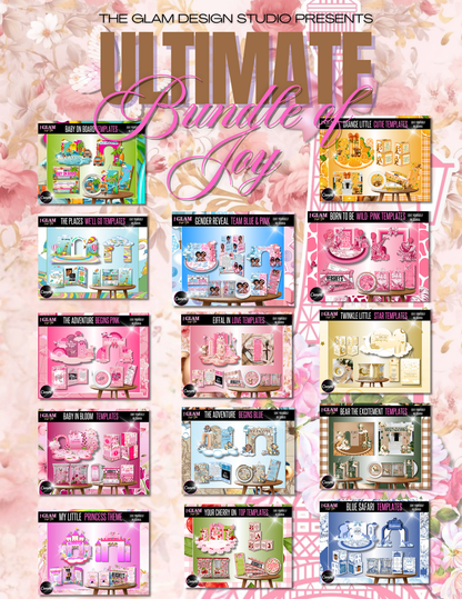 Ultimate Bundle of Joy (PLR) – 13 Canva-Editable Baby Shower + Gender Reveal Template Sets