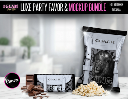 King (men) Luxury Designer Chip Bag & Hershey Bar Bundle 8 (Canva Editable Templates)