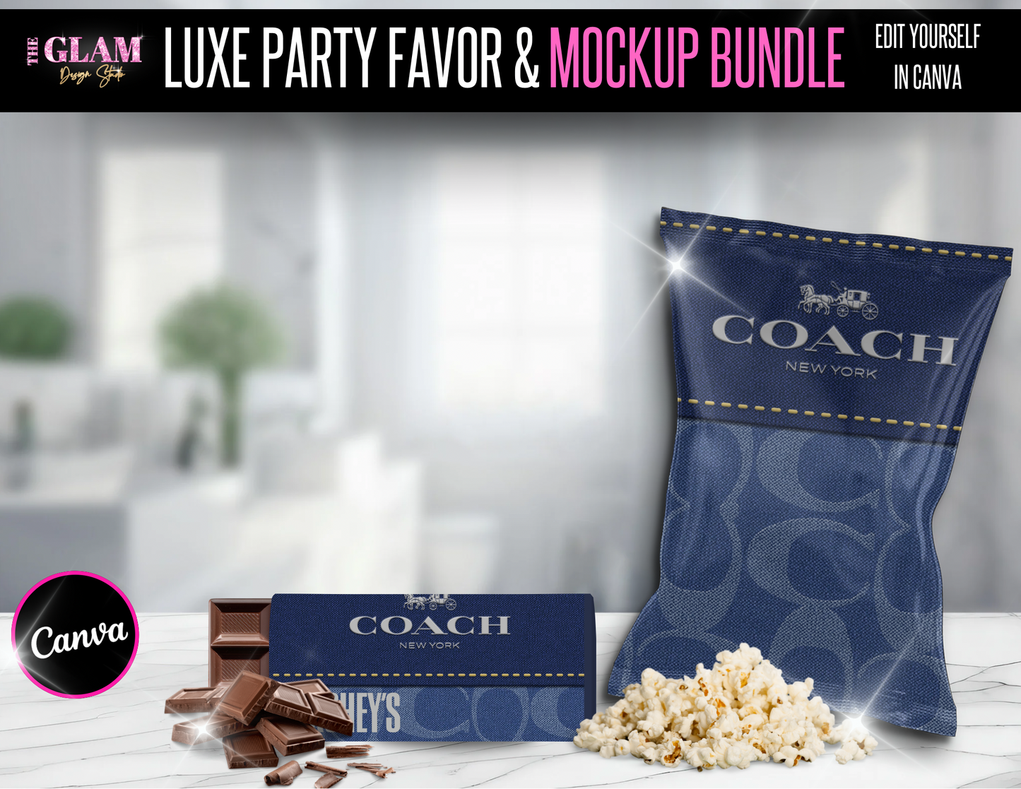 King (men) Luxury Designer Chip Bag & Hershey Bar Bundle 8 (Canva Editable Templates)