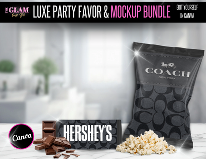 King (men) Luxury Designer Chip Bag & Hershey Bar Bundle 8 (Canva Editable Templates)
