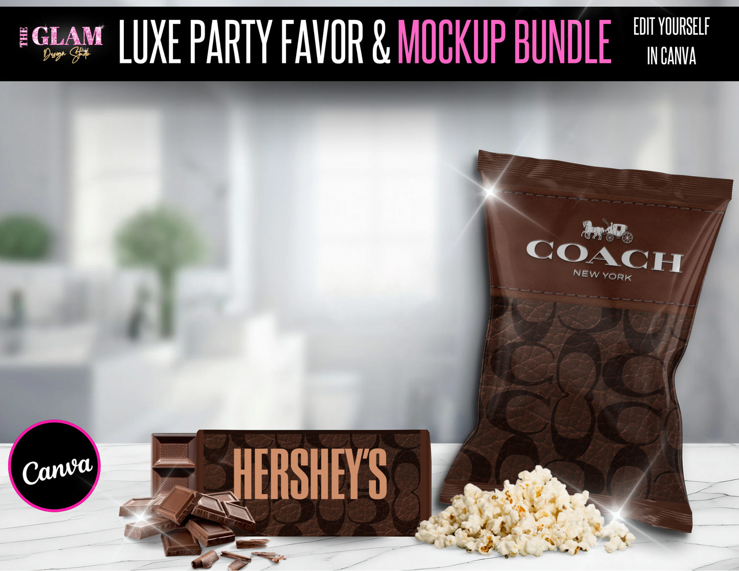 King (men) Luxury Designer Chip Bag & Hershey Bar Bundle 8 (Canva Editable Templates)