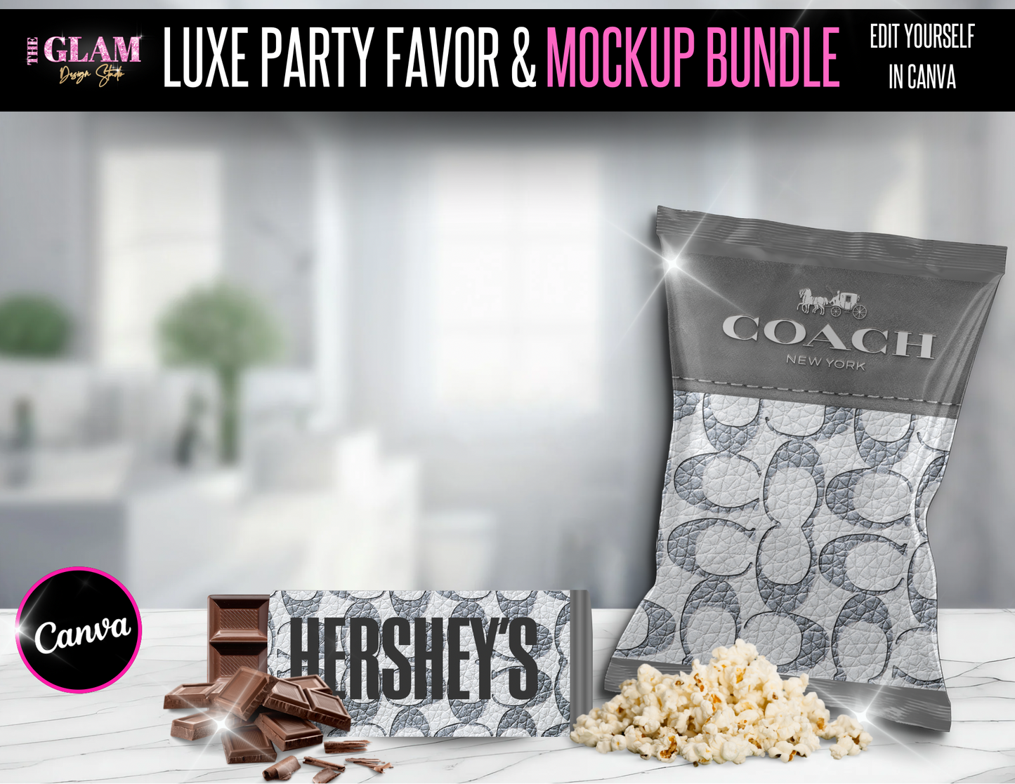 King (men) Luxury Designer Chip Bag & Hershey Bar Bundle 8 (Canva Editable Templates)