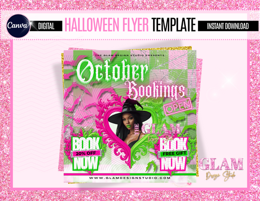 Halloween Canva Flyer Template for Treat Makers | Editable Spooky Glam Promo for Bakers & Dessert Shops