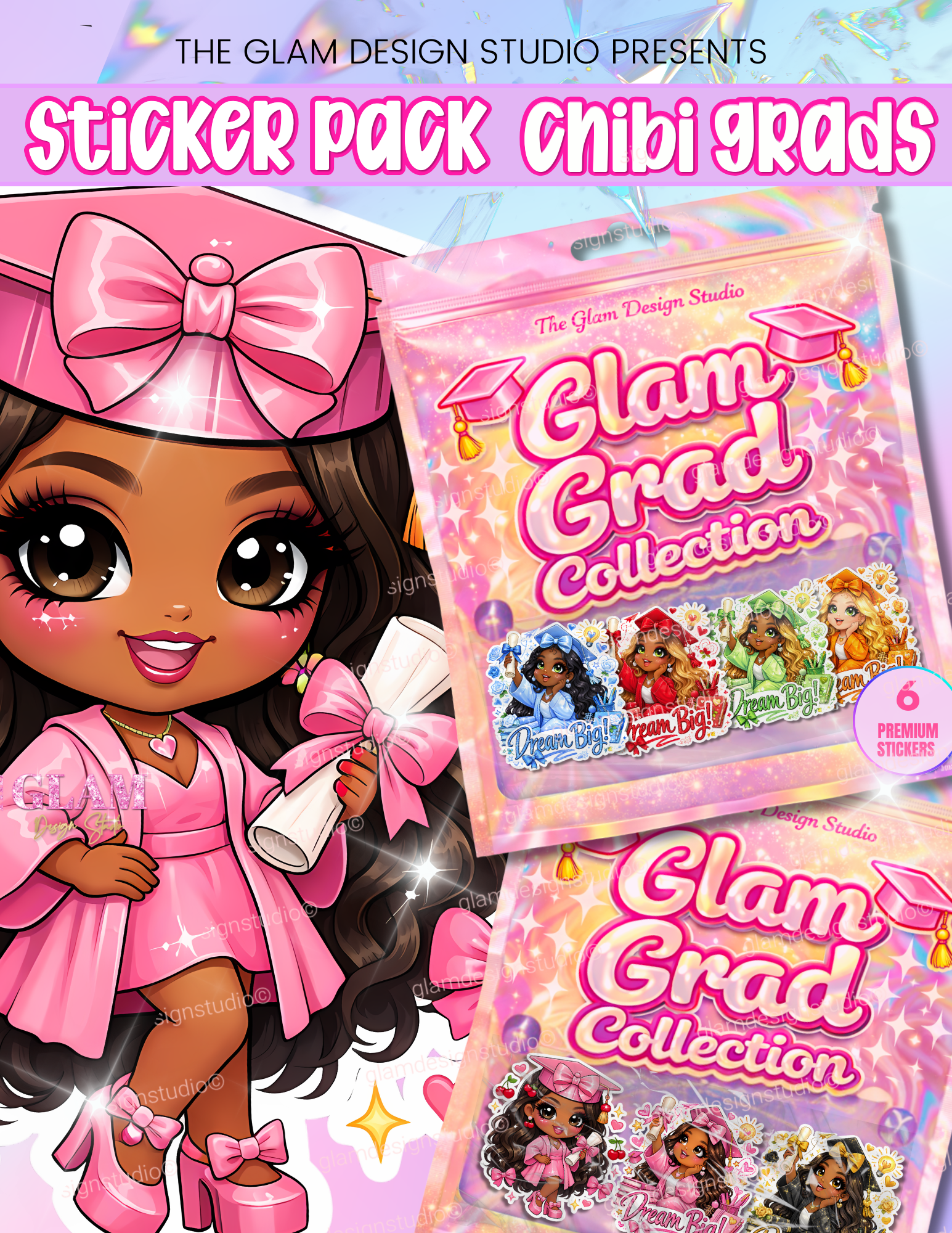 Digital Chibi Graduation Stickers Pack – Glam Grad Collection | Cute P ...