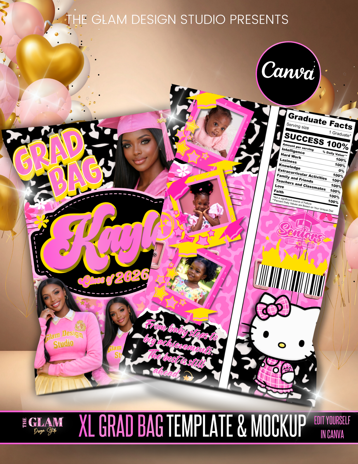 Graduation Party Favor Templates Bundle Canva | Editable Chip Bag, Capri Sun, Water Bottle, Candy Wrappers, Rice Krispie, Keychain, Perfume Labels | Class of 2026