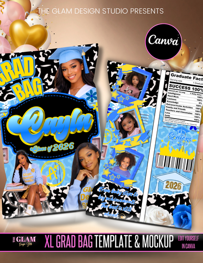 Graduation Party Favor Templates Bundle Canva | Editable Chip Bag, Capri Sun, Water Bottle, Candy Wrappers, Rice Krispie, Keychain, Perfume Labels | Class of 2026