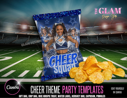 Cheerleading Party Favor Template Bundle – Editable Canva Templates for Cheer Squad Birthdays & Spirit Parties