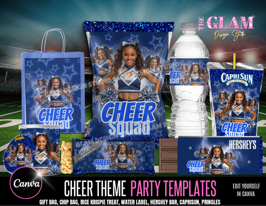 Cheerleading Party Favor Template Bundle – Editable Canva Templates for Cheer Squad Birthdays & Spirit Parties