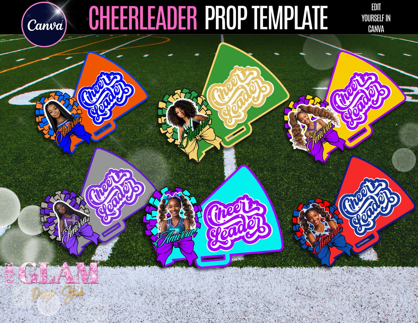 ✨ 2026 Cheerleader Prop Bundle – 6 Colors | Editable Canva Templates for Crafters & Yard Signs