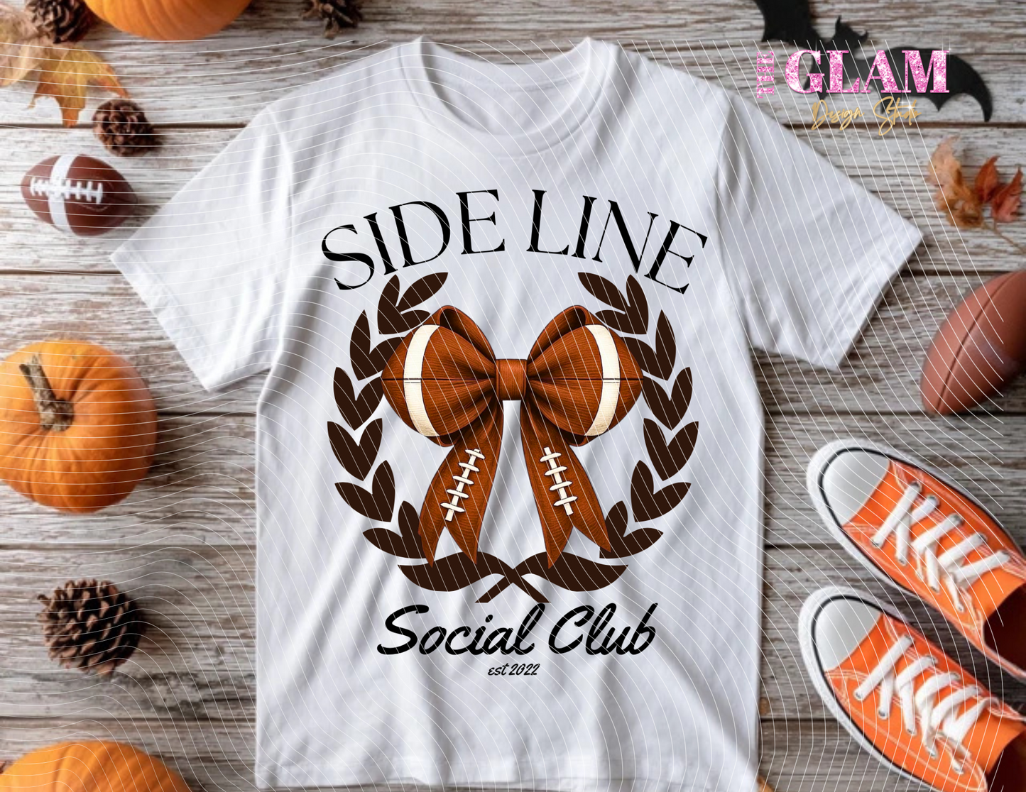 Side Line Social Club Canva Editable Templates- Glam Sports Mom T-Shirt Designs