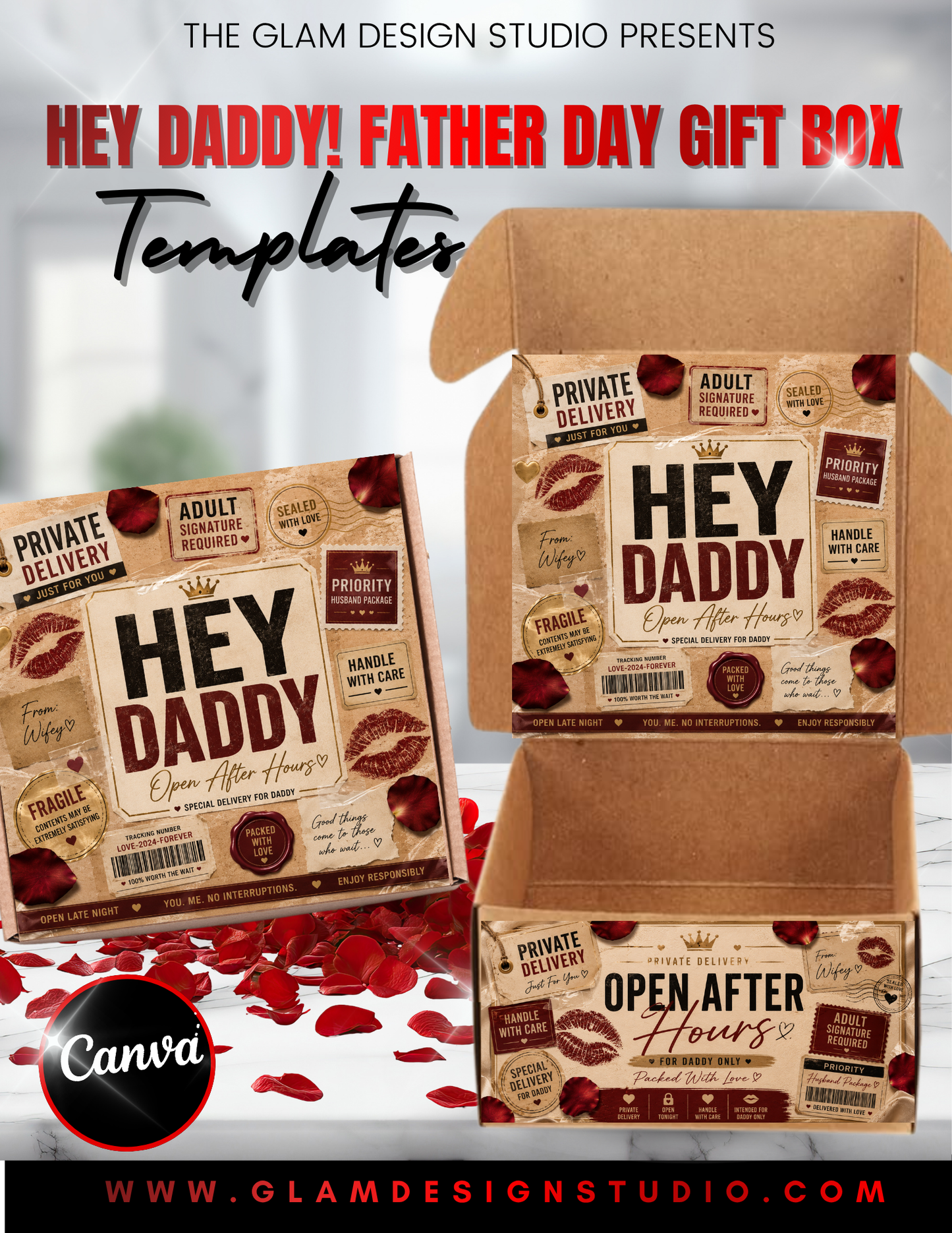 Hey Daddy Father’s Day Gift Box Templates | Canva Editable Adult Gift Box Bundle