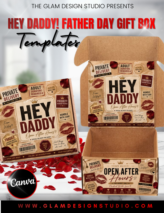 Hey Daddy Father’s Day Gift Box Templates | Canva Editable Adult Gift Box Bundle