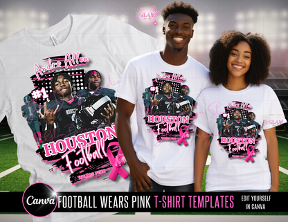 PLR & MRR Included (Digital Product) Canva Editable Awareness Football T-Shirt Template & T-Shirt Mockup