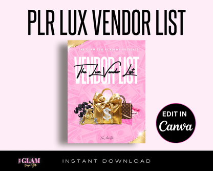 PLR Lux Vendor List; Master Resell Rights Included