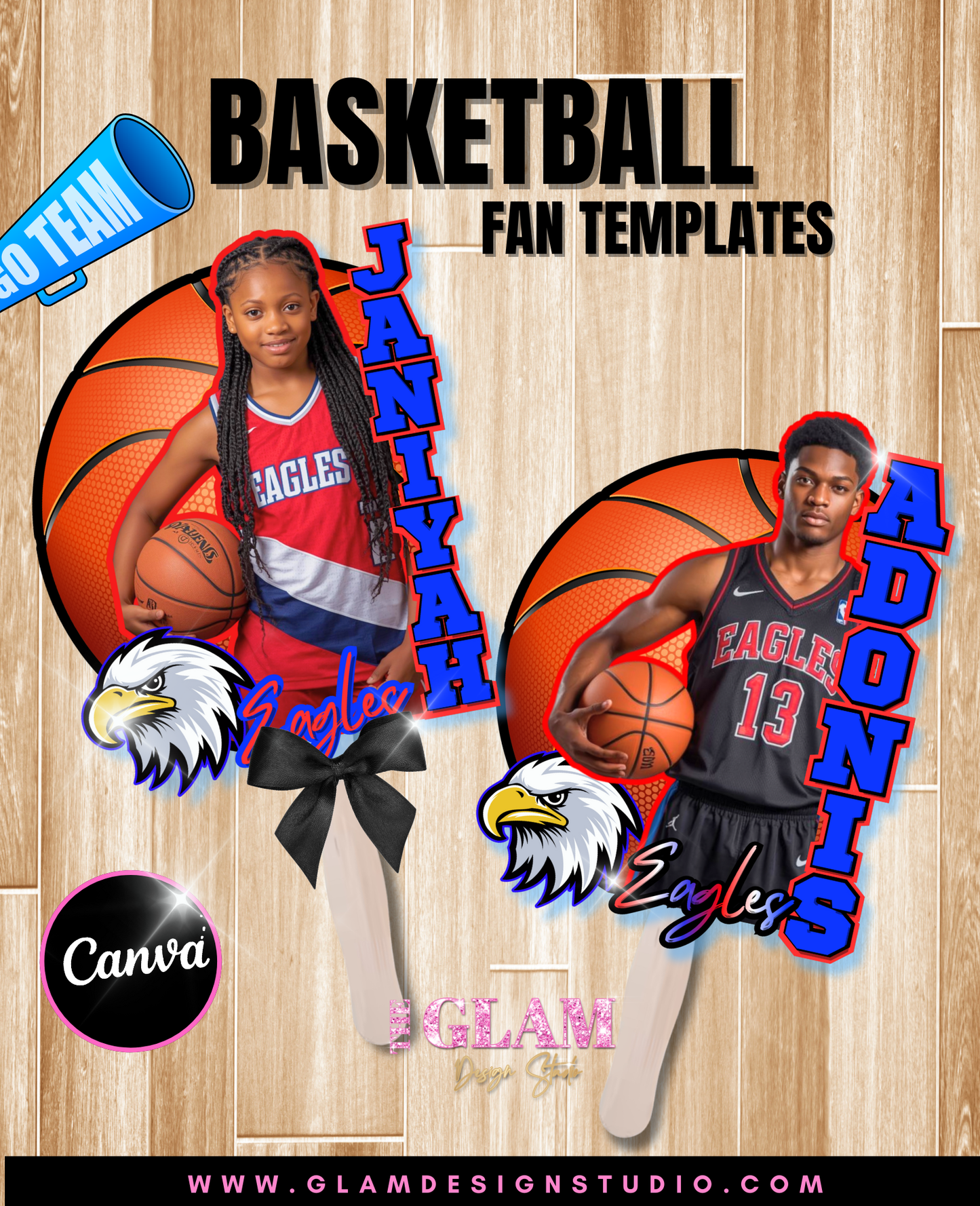 Basketball Fan Templates | Editable Canva Sports Fan Cutouts for Game Day Supporters | Custom Team Spirit Printables