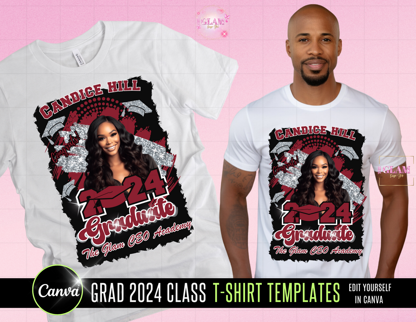 2024 Graduation Editable (15) Mockups for T-Shirts, Stole, Pillows & More