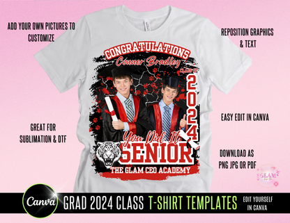 2024 Graduation Editable (15) Mockups for T-Shirts, Stole, Pillows & More