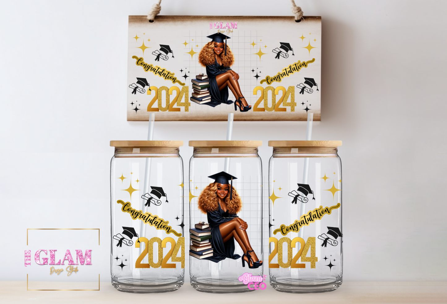 2024 (Digital File) Graduation 16oz Libby Cup PNG Template, (PLR) included