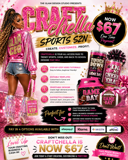 Pre-SALE Craftchella Sports SZN Challenge™ 2026
3-Day Virtual Crafting Experience
🏈📣🎒 August 10–12, 2026 | 7:00 PM Central Nightly
