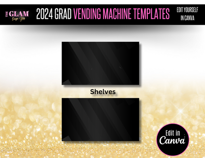 2024 Grad Vending Machine Editable Templates, (Canva Black) 3 Sizes Included