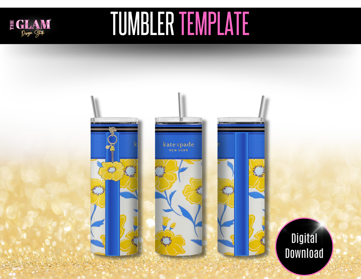 Mother’s Day Gift Yellow & Blue Lunch Tote & Tumbler Template (Digital Download)