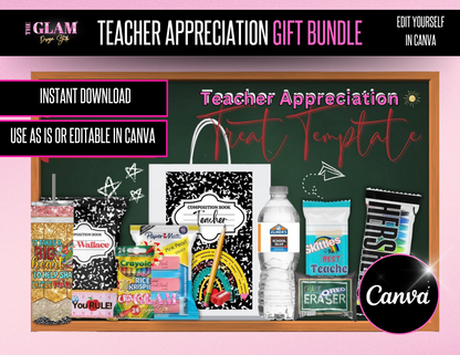 Teacher Appreciation Day Gift Bundle Editable Canva Templates