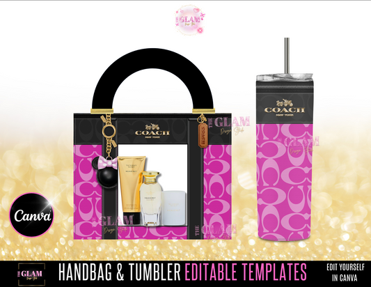 Handbag Gift Box Template Bundle Purse Template, DIY Purse Template, Designer Handbag Gift Box, Canva Template, PNG File, Vending Machine