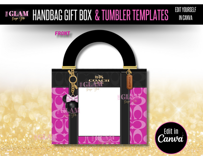 Handbag Gift Box Template Bundle Purse Template, DIY Purse Template, Designer Handbag Gift Box, Canva Template, PNG File, Vending Machine