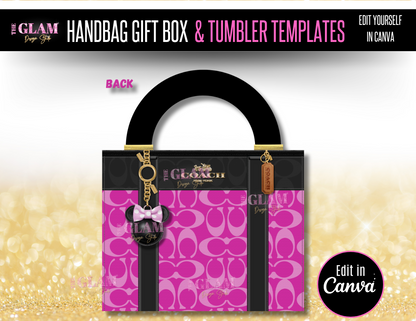 Handbag Gift Box Template Bundle Purse Template, DIY Purse Template, Designer Handbag Gift Box, Canva Template, PNG File, Vending Machine