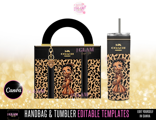 Miss Betty Cheetah Handbag Gift Box Template Bundle Purse Template, (Digital Product) DIY Purse Template, Designer Handbag Gift Box, Canva Template, PNG File, Vending Machine